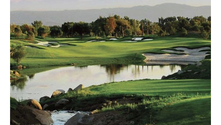 Golf course with water and sand traps Golf course with water and sand traps